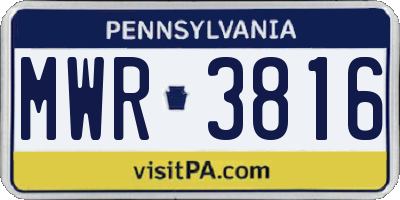 PA license plate MWR3816