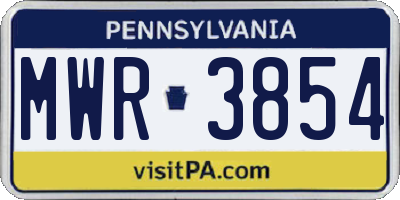 PA license plate MWR3854