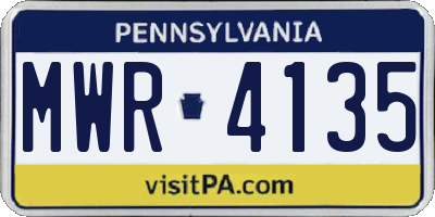 PA license plate MWR4135