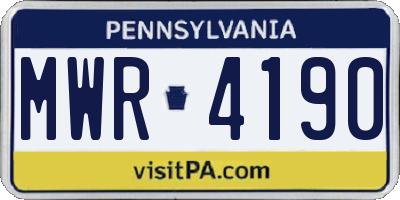 PA license plate MWR4190