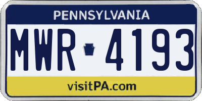 PA license plate MWR4193