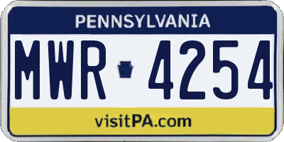 PA license plate MWR4254