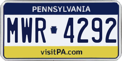 PA license plate MWR4292