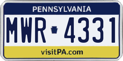 PA license plate MWR4331