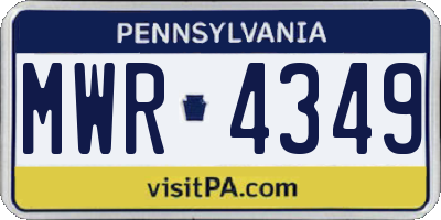 PA license plate MWR4349
