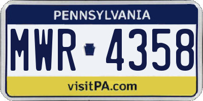 PA license plate MWR4358