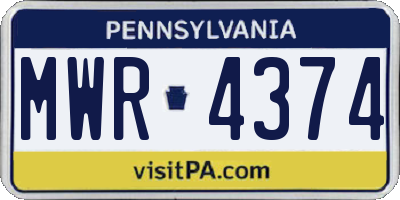 PA license plate MWR4374