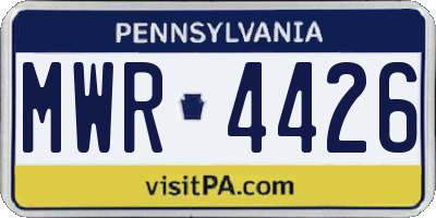PA license plate MWR4426