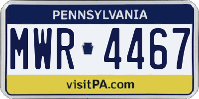 PA license plate MWR4467