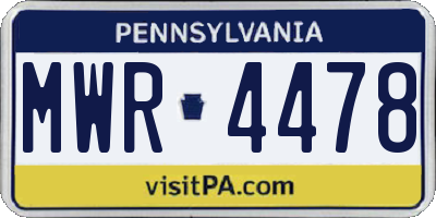 PA license plate MWR4478