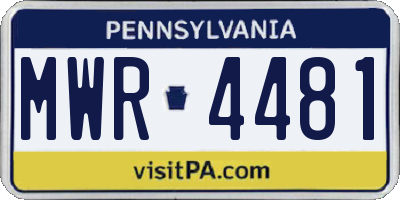 PA license plate MWR4481
