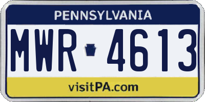 PA license plate MWR4613