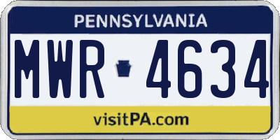 PA license plate MWR4634