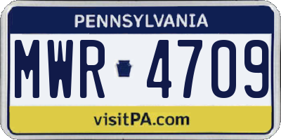 PA license plate MWR4709