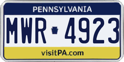 PA license plate MWR4923