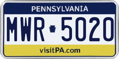 PA license plate MWR5020