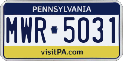 PA license plate MWR5031