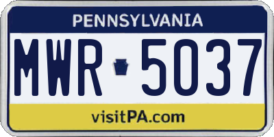 PA license plate MWR5037