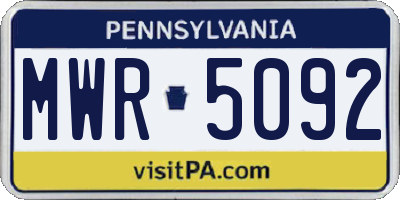 PA license plate MWR5092