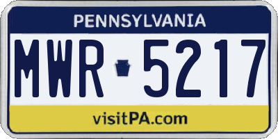 PA license plate MWR5217