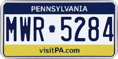 PA license plate MWR5284
