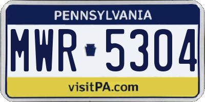 PA license plate MWR5304
