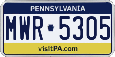 PA license plate MWR5305