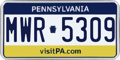 PA license plate MWR5309