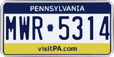 PA license plate MWR5314