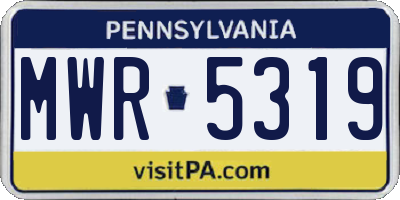 PA license plate MWR5319