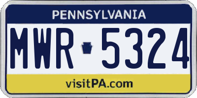 PA license plate MWR5324