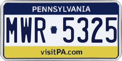 PA license plate MWR5325