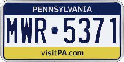 PA license plate MWR5371