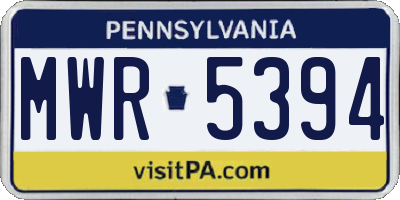PA license plate MWR5394