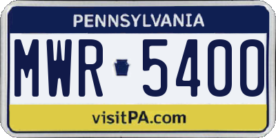 PA license plate MWR5400