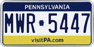 PA license plate MWR5447