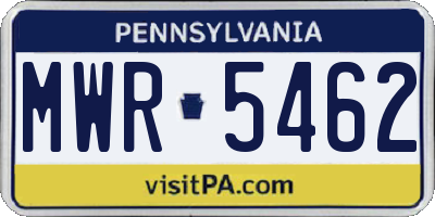 PA license plate MWR5462