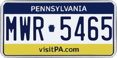 PA license plate MWR5465