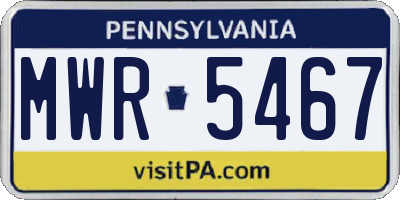 PA license plate MWR5467
