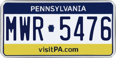 PA license plate MWR5476
