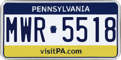 PA license plate MWR5518