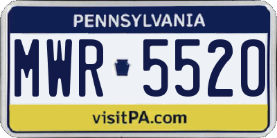 PA license plate MWR5520