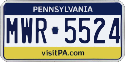 PA license plate MWR5524