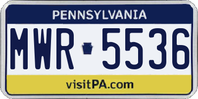 PA license plate MWR5536