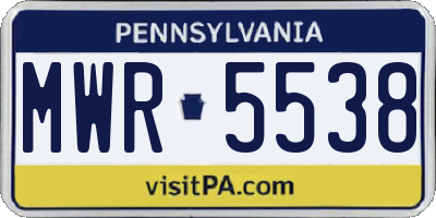 PA license plate MWR5538