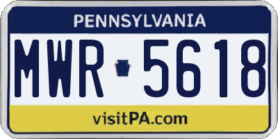 PA license plate MWR5618