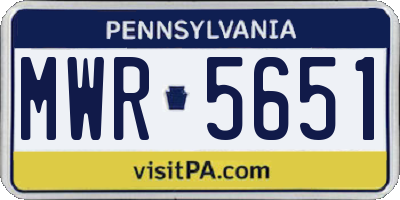 PA license plate MWR5651