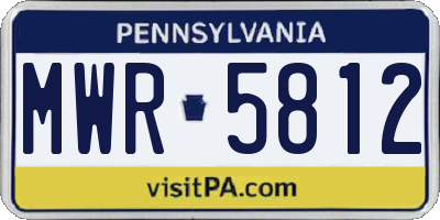 PA license plate MWR5812