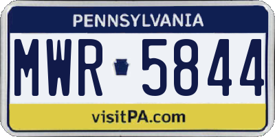 PA license plate MWR5844