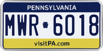 PA license plate MWR6018